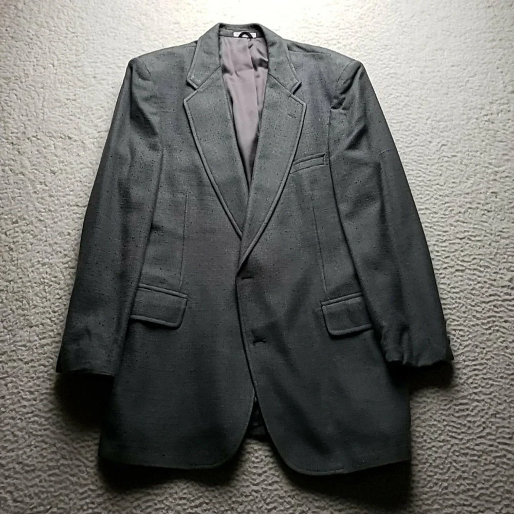 Vintage Savile Row Blazer Mens 42 Long Gray 100% Silk Sport Coat Jacket Burdines